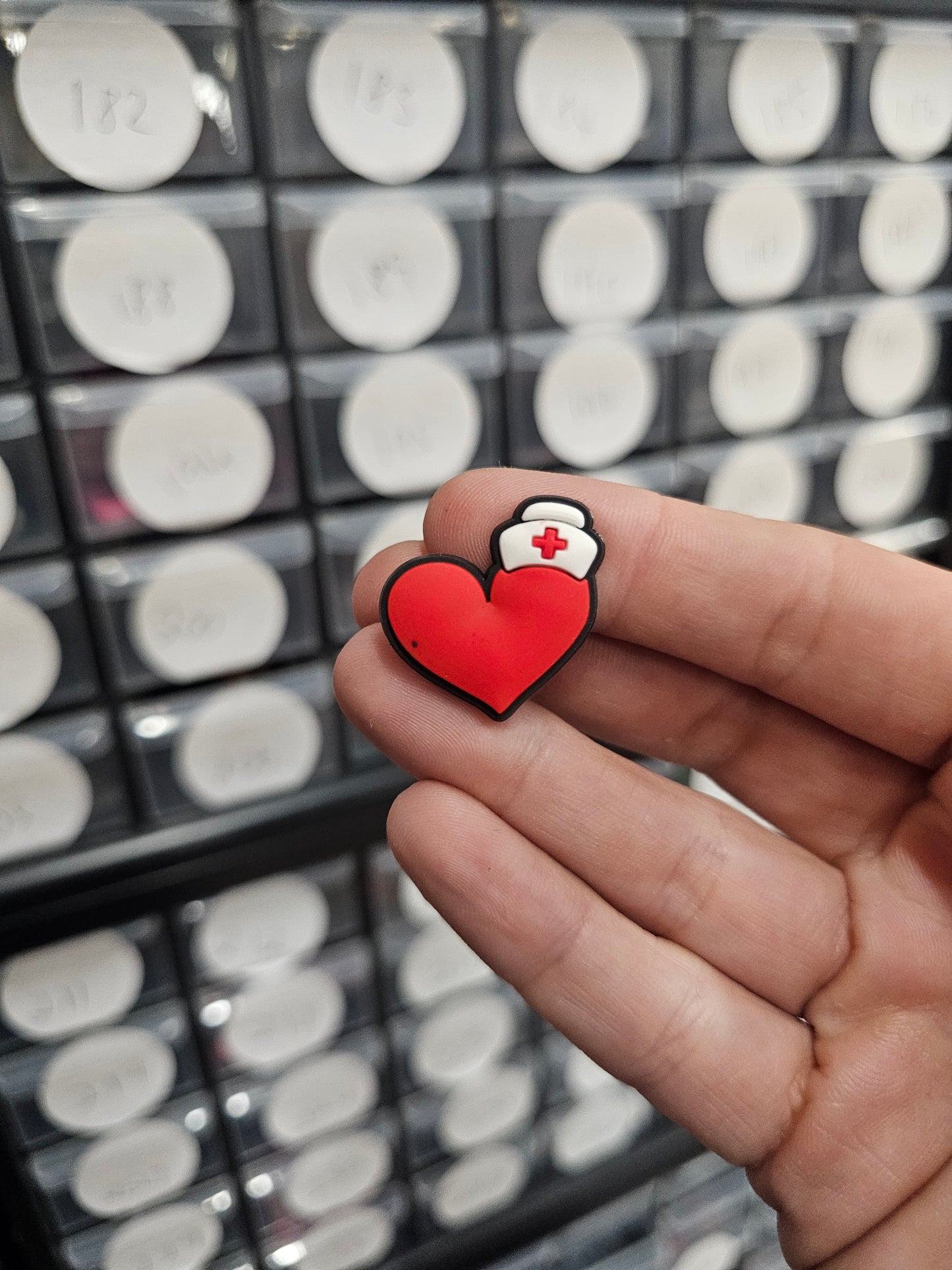 Red heart with nurse hat shoe charm