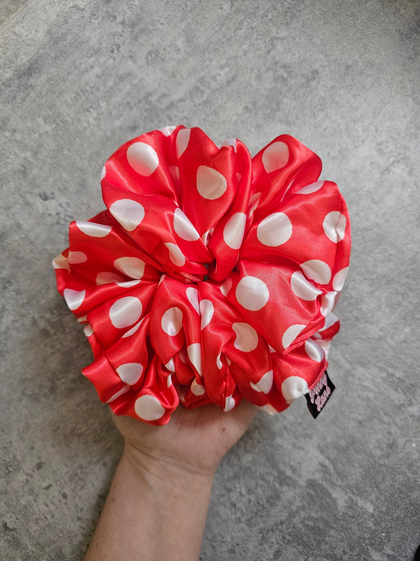 Red Polka Dots XL Satin Hair Scrunchie
