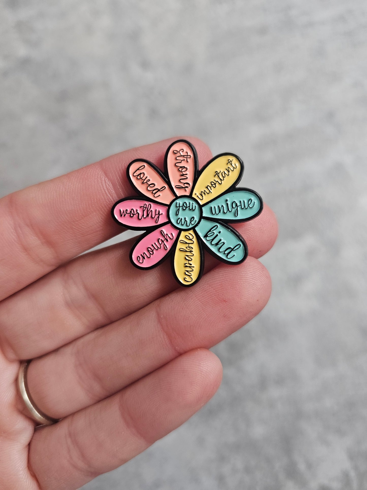 Affirmation Pin Badge, You are amazing flower, gift idea