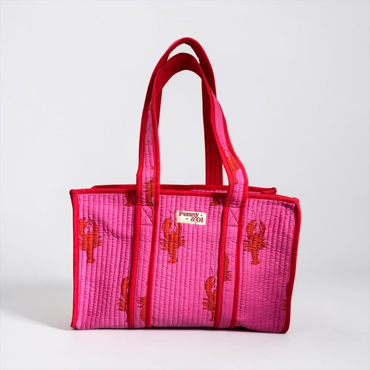 Pink & Red Lobster MEDIUM Cotton tote bag