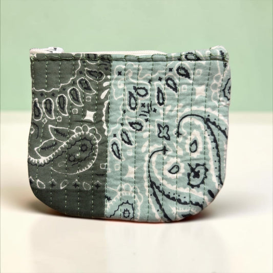 Sage Paisley Bandana Mini Zip Purse - Penny & Ol