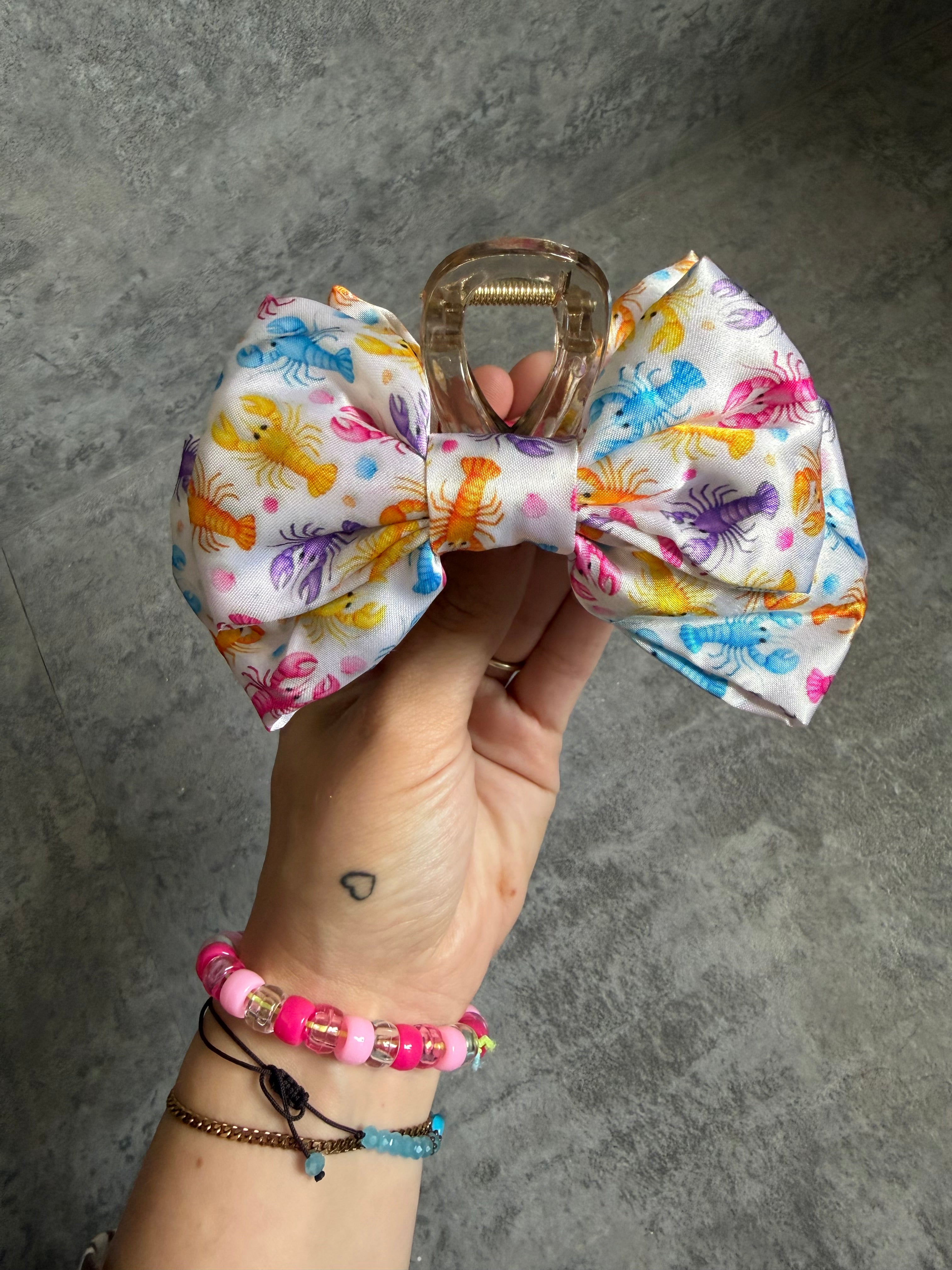 Rainbow Lobsters Fabric Claw Clip, Custom Made PLS Fabrics