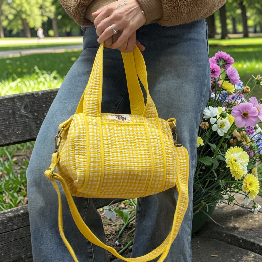 Yellow gingham Mini Duffle Tote Bags - Penny & Ol