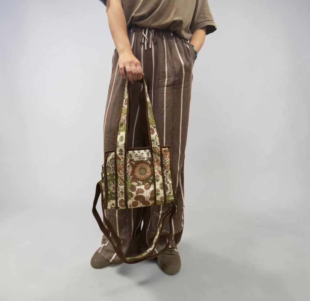 Brown Patchwork MINI Tote Bag - Penny & Ol