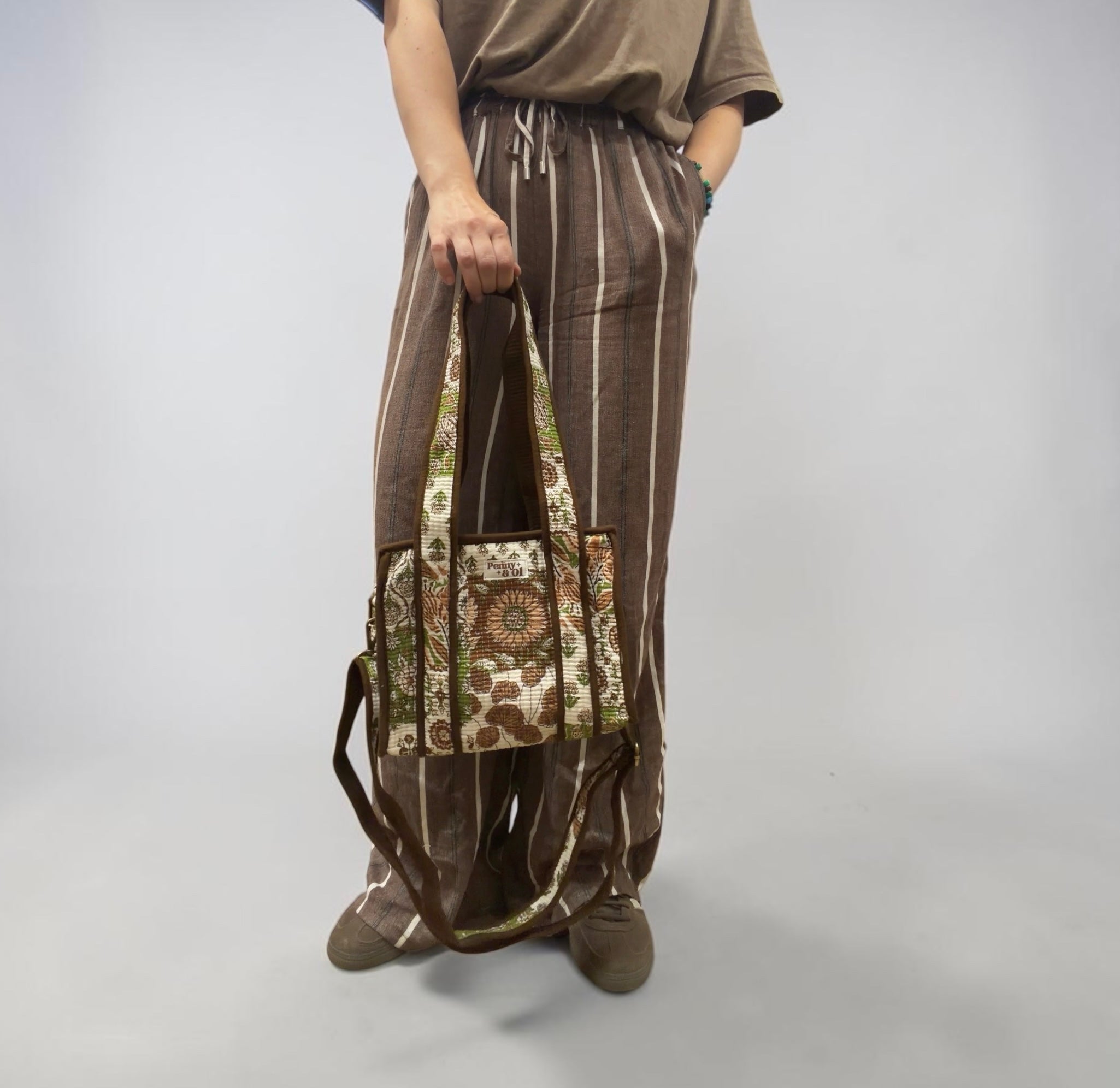 Brown Patchwork MINI Tote Bag - Penny & Ol