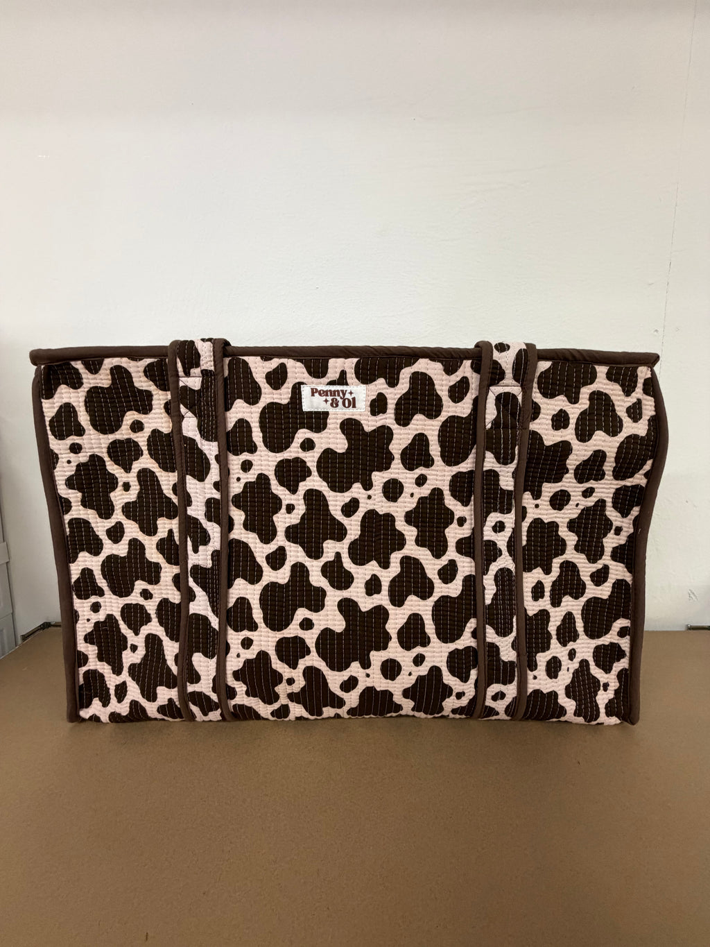 Cow Print Large Cotton Tote Bag, handmade tote bags