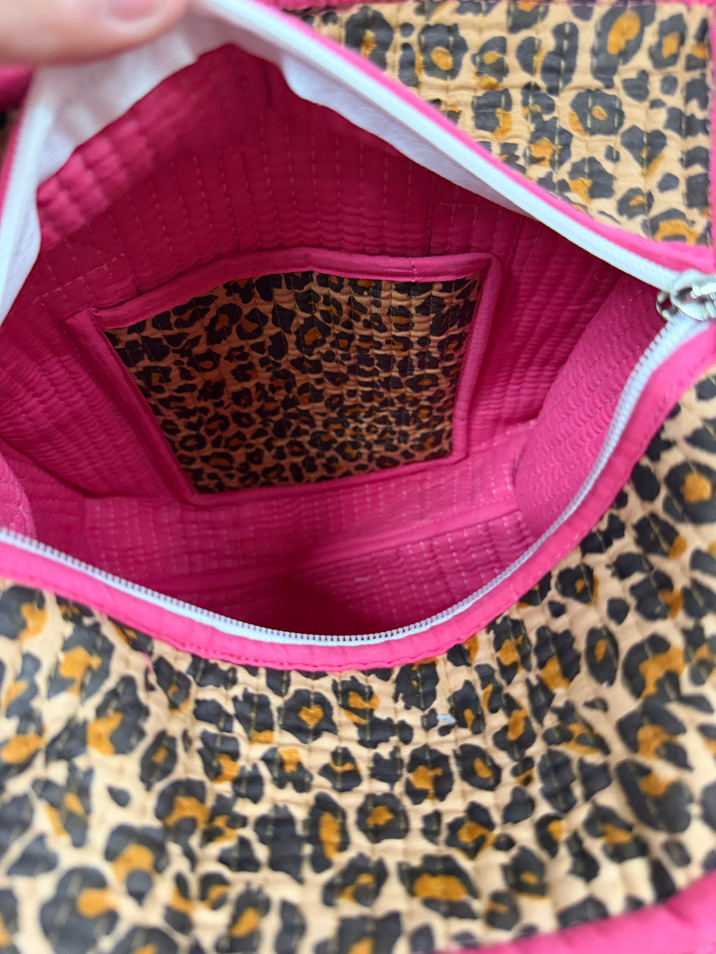 Pink Leopard Mini Tote, Handmade Cotton Tote Bag