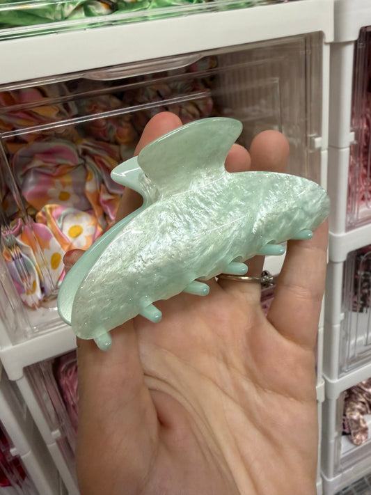 Mint Sparkle Marble Claw Clip