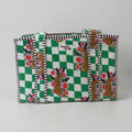 Green Checkerboard Leopard MEDIUM Cotton tote bag