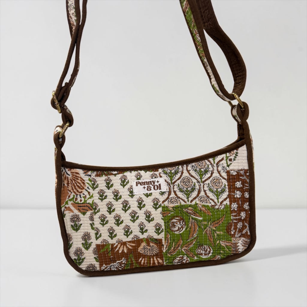 Brown Patchwork Mini SHOULDER bag, cross body bag