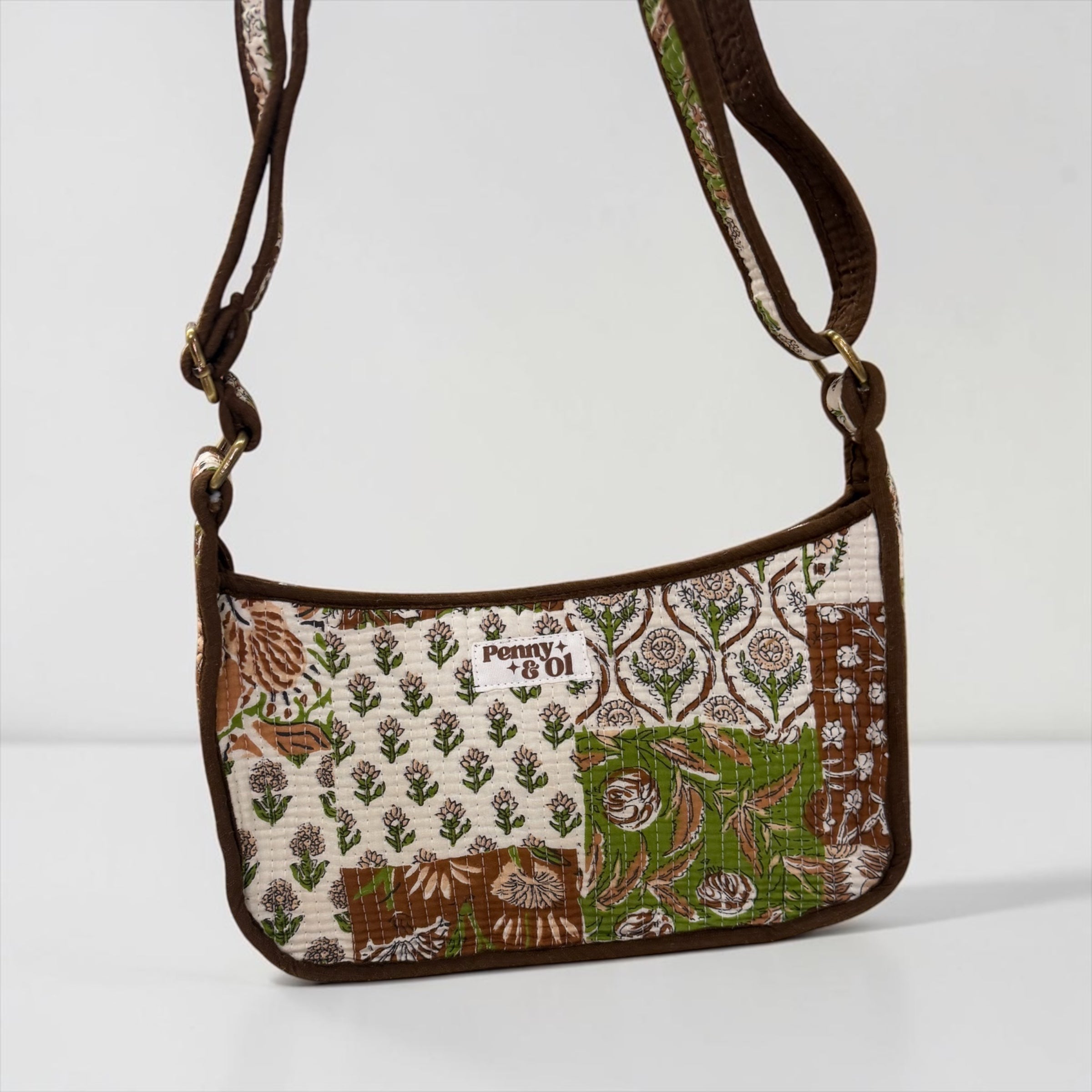 Brown Patchwork Mini SHOULDER bag, cross body bag