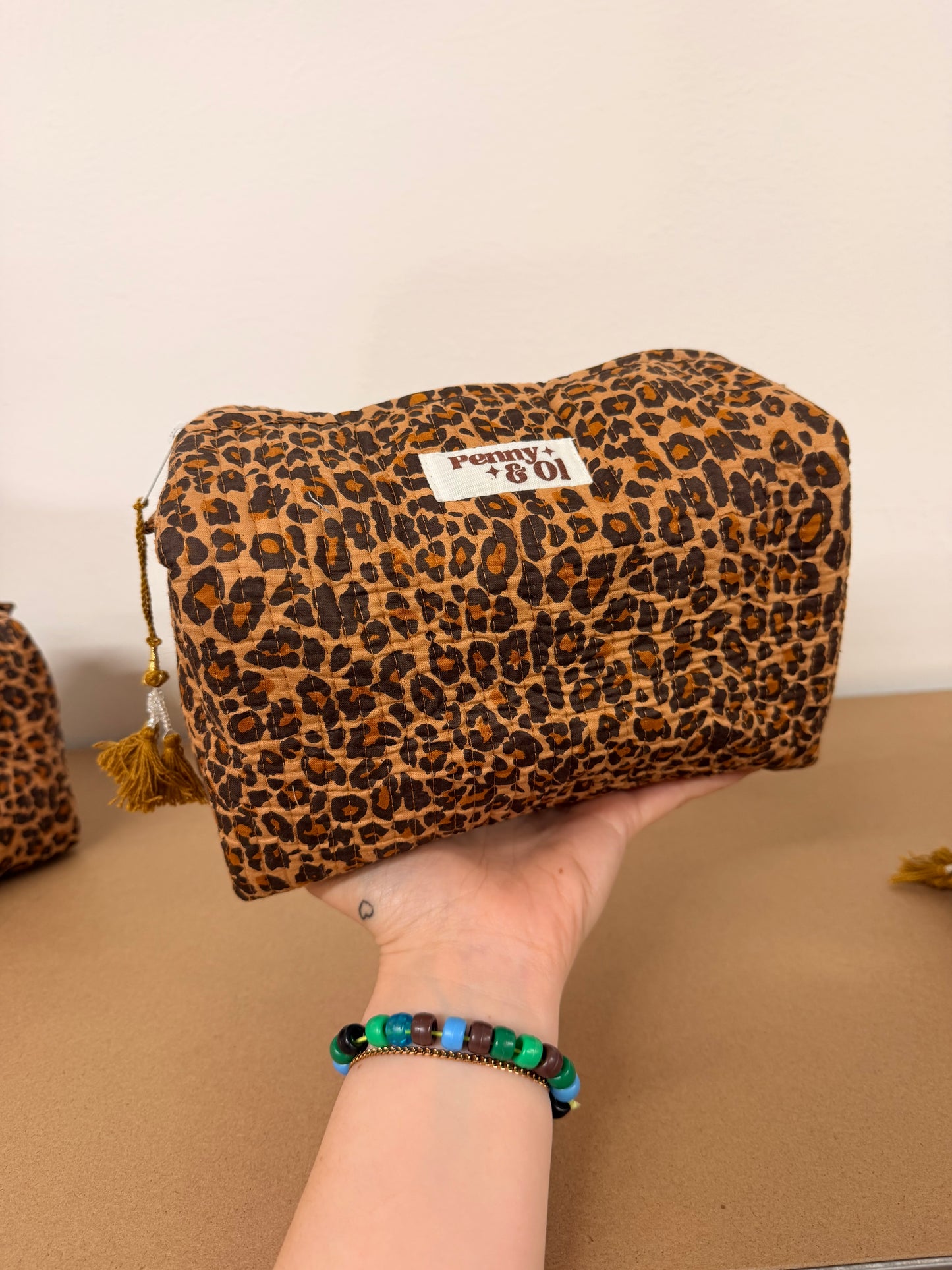 Dark Leopard Print waterproof zip pouches