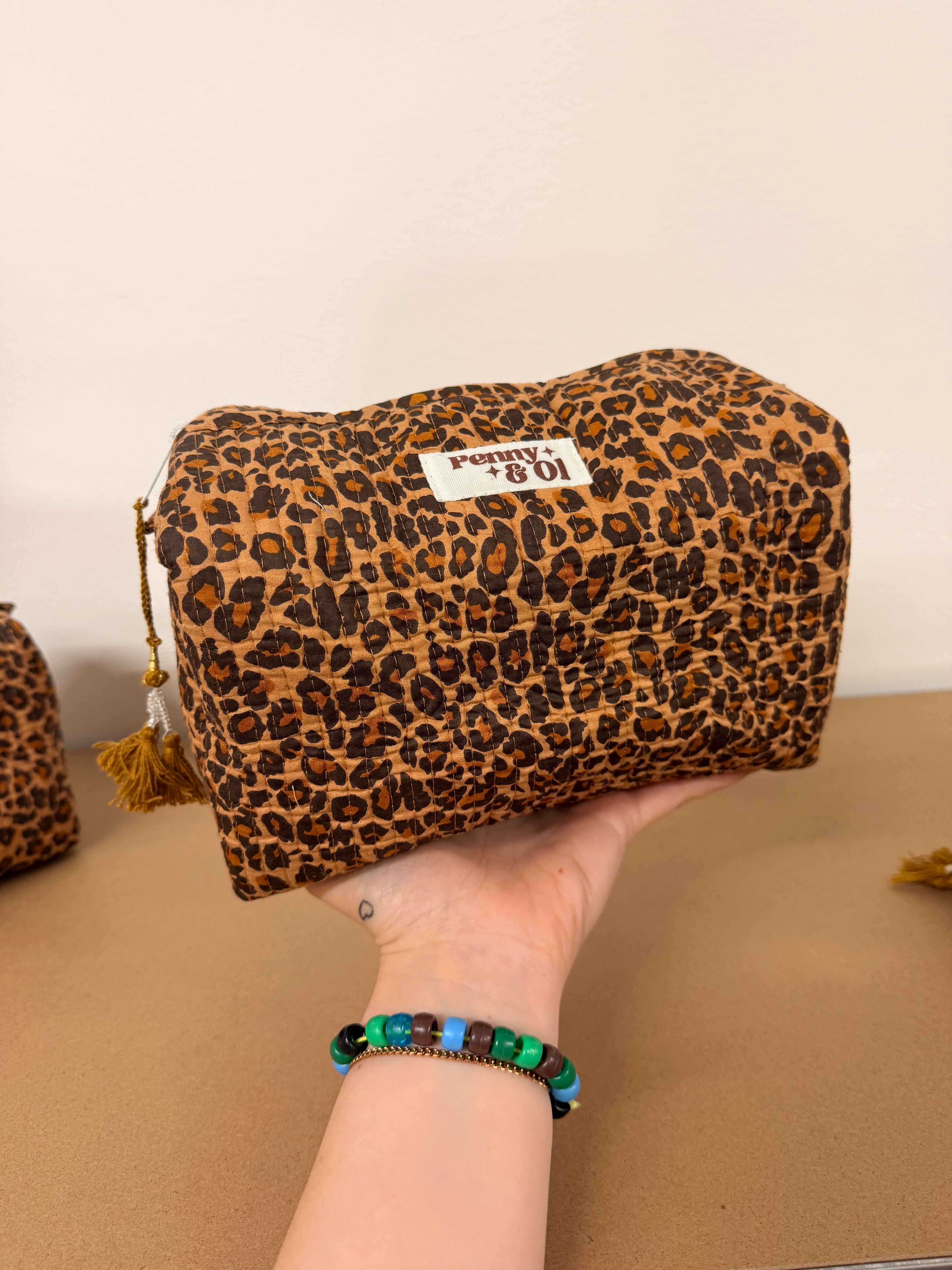 Dark Leopard Print waterproof zip pouches
