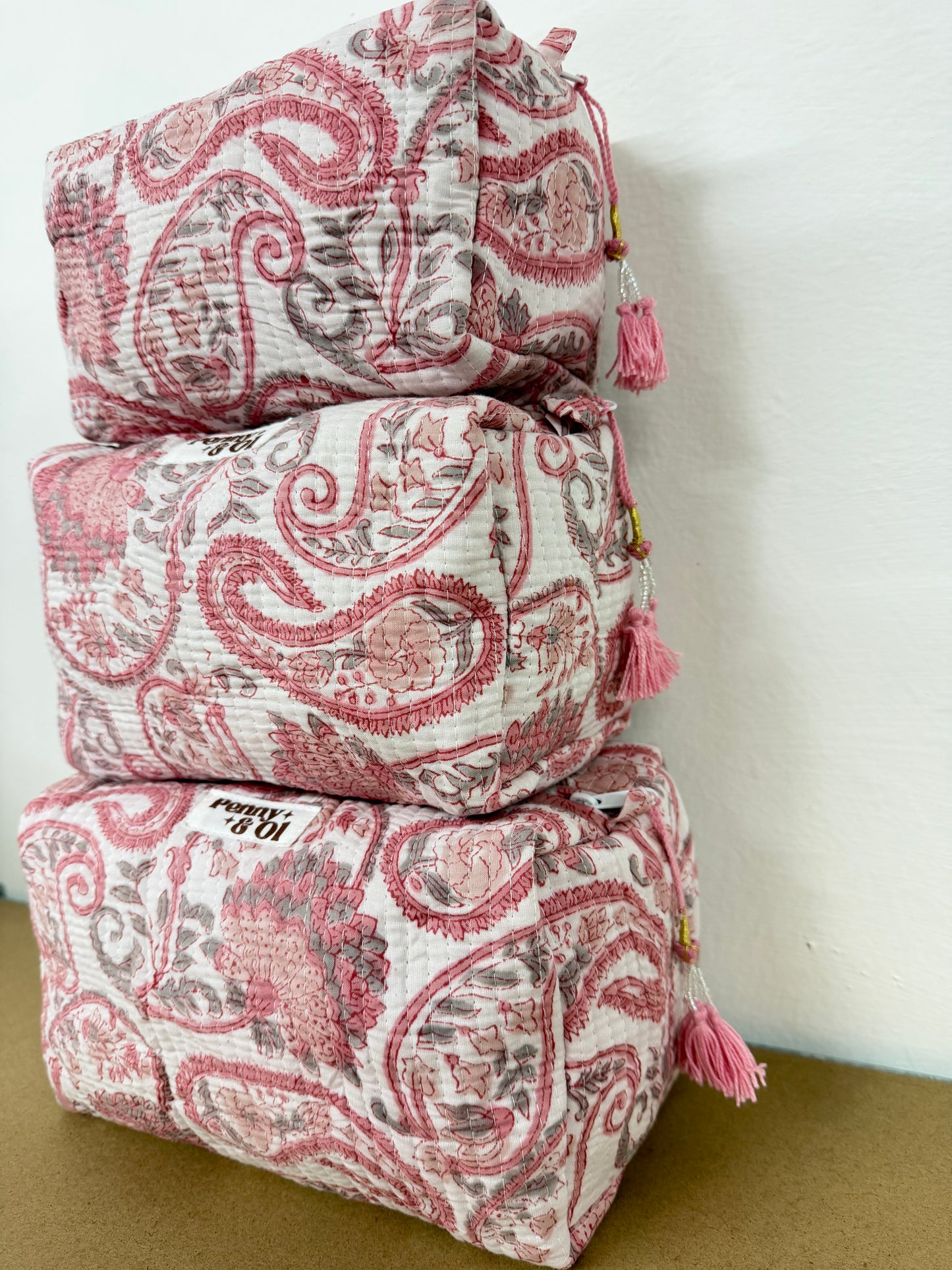 Pink & white paisley collection, tote bags. Cotton tote bags all sizes.
