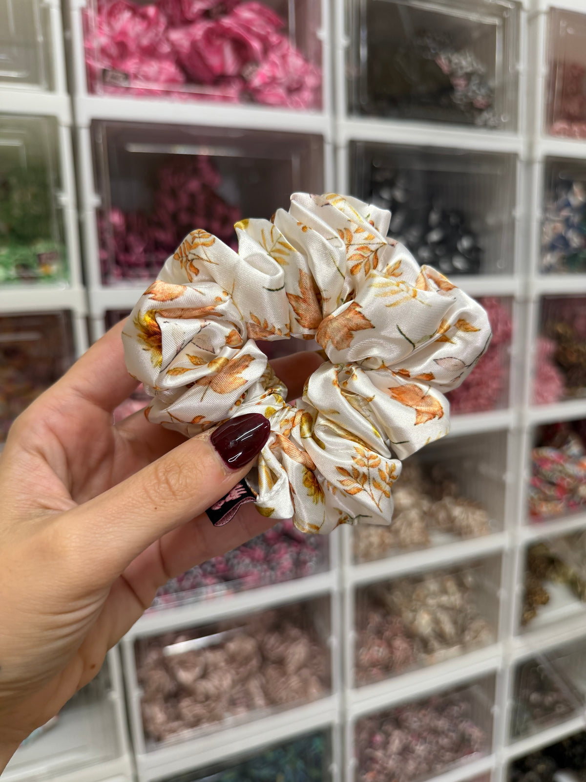 Autumn Leaves MIDI Satin Hair Scrunchie
