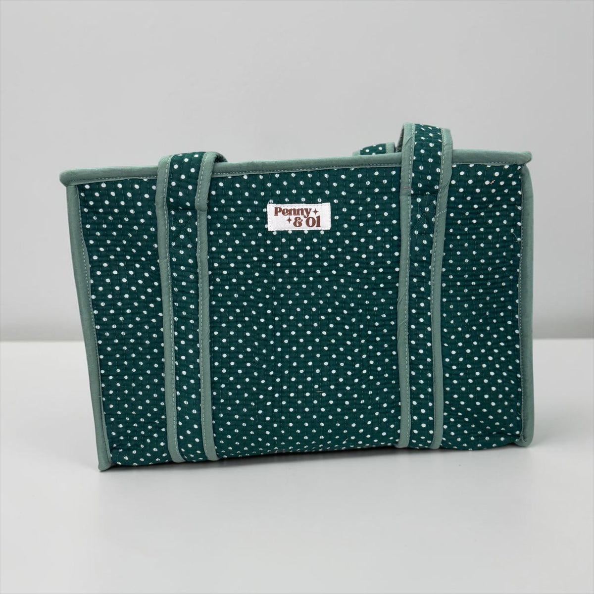 Emerald Green Polka Dot MEDIUM Cotton tote bag