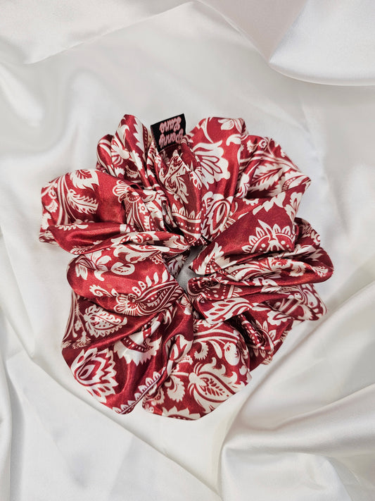 Red Paisley XL Hair Scrunchie.