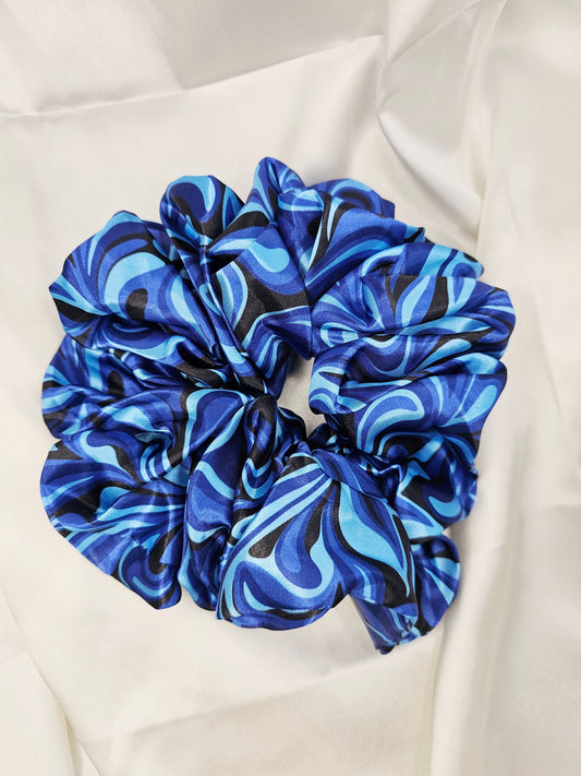 Retro Blue XL Hair Scrunchie.