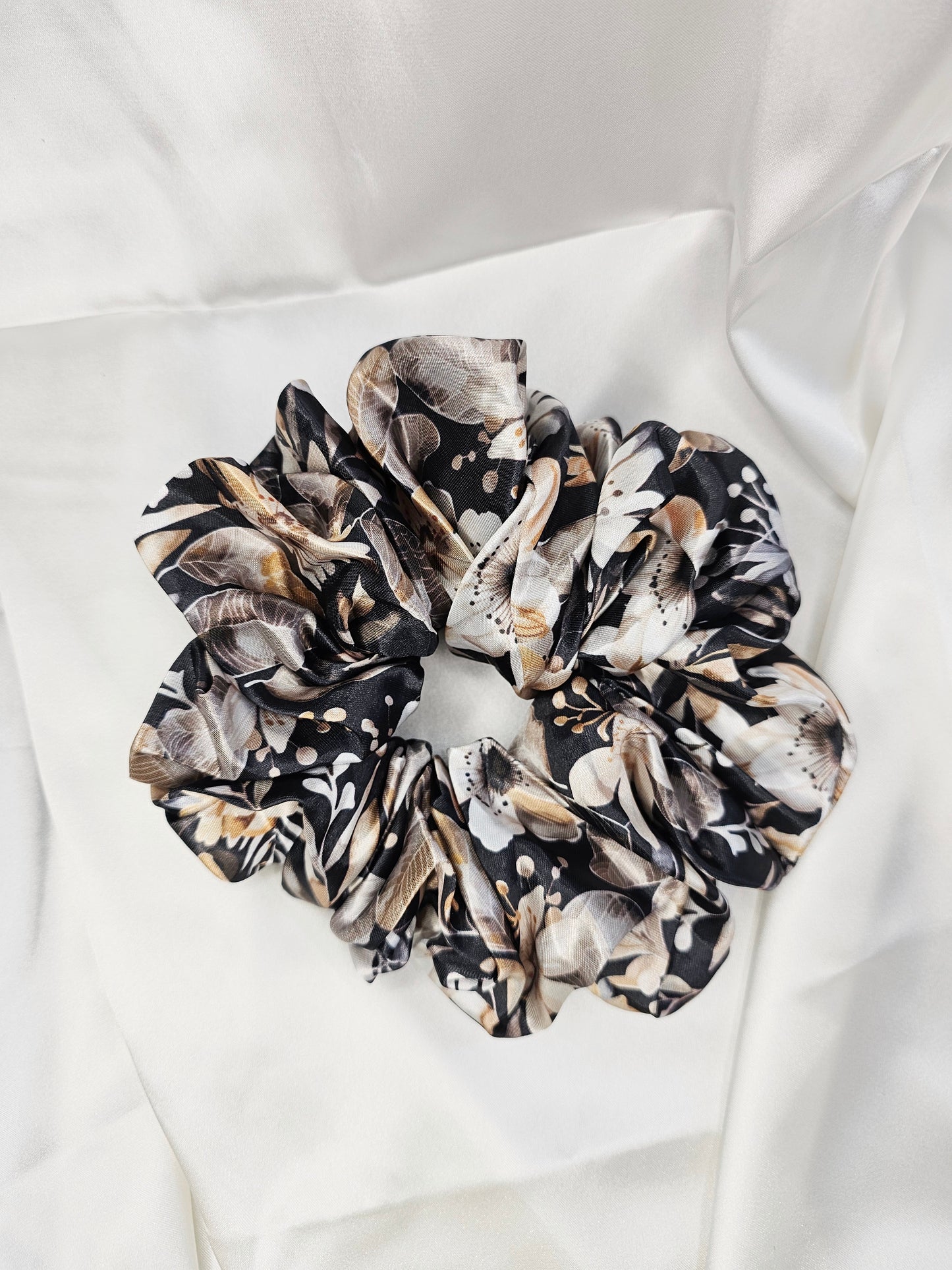 Onyx Floral XL Hair Scrunchie.