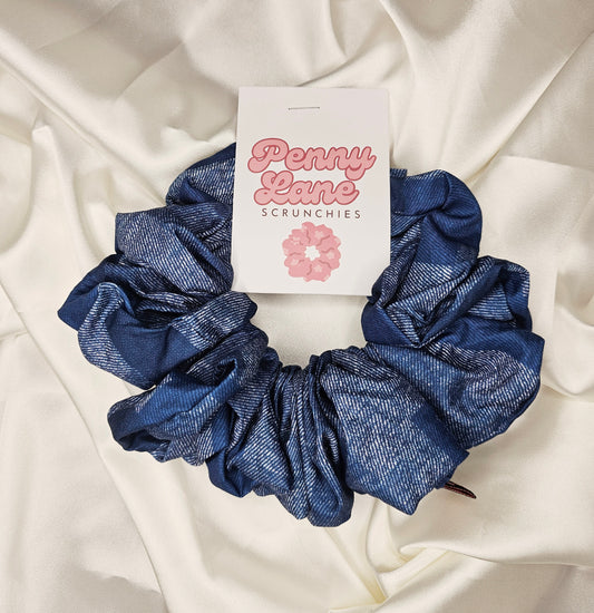 Denim patchwork XL Hair Scrunchie.