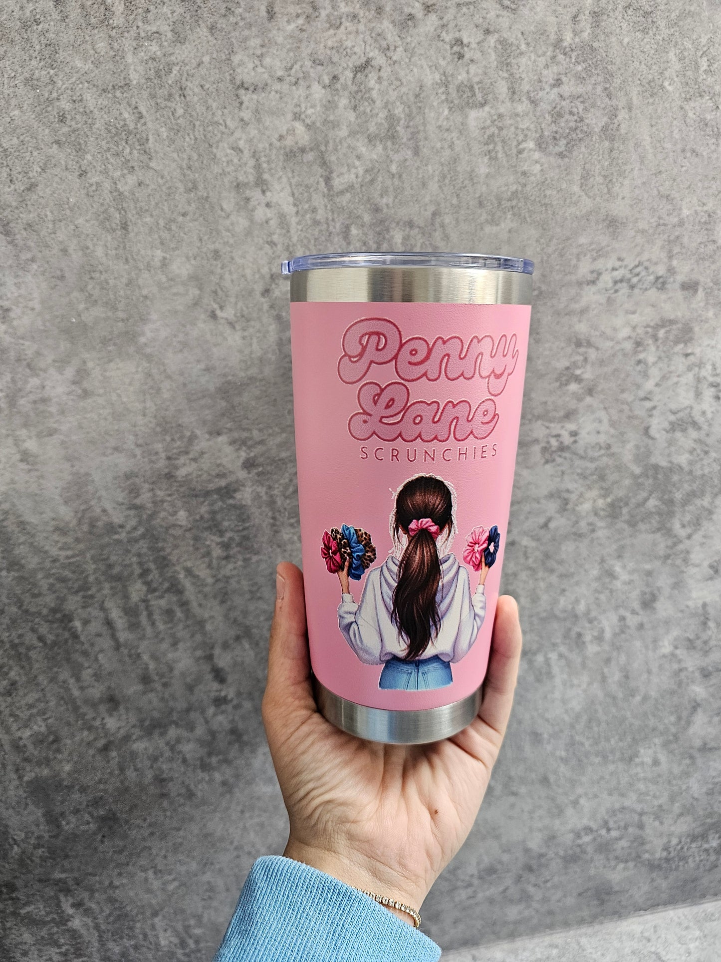 Travel mug, Penny Lane Scrunchies Travel mug.