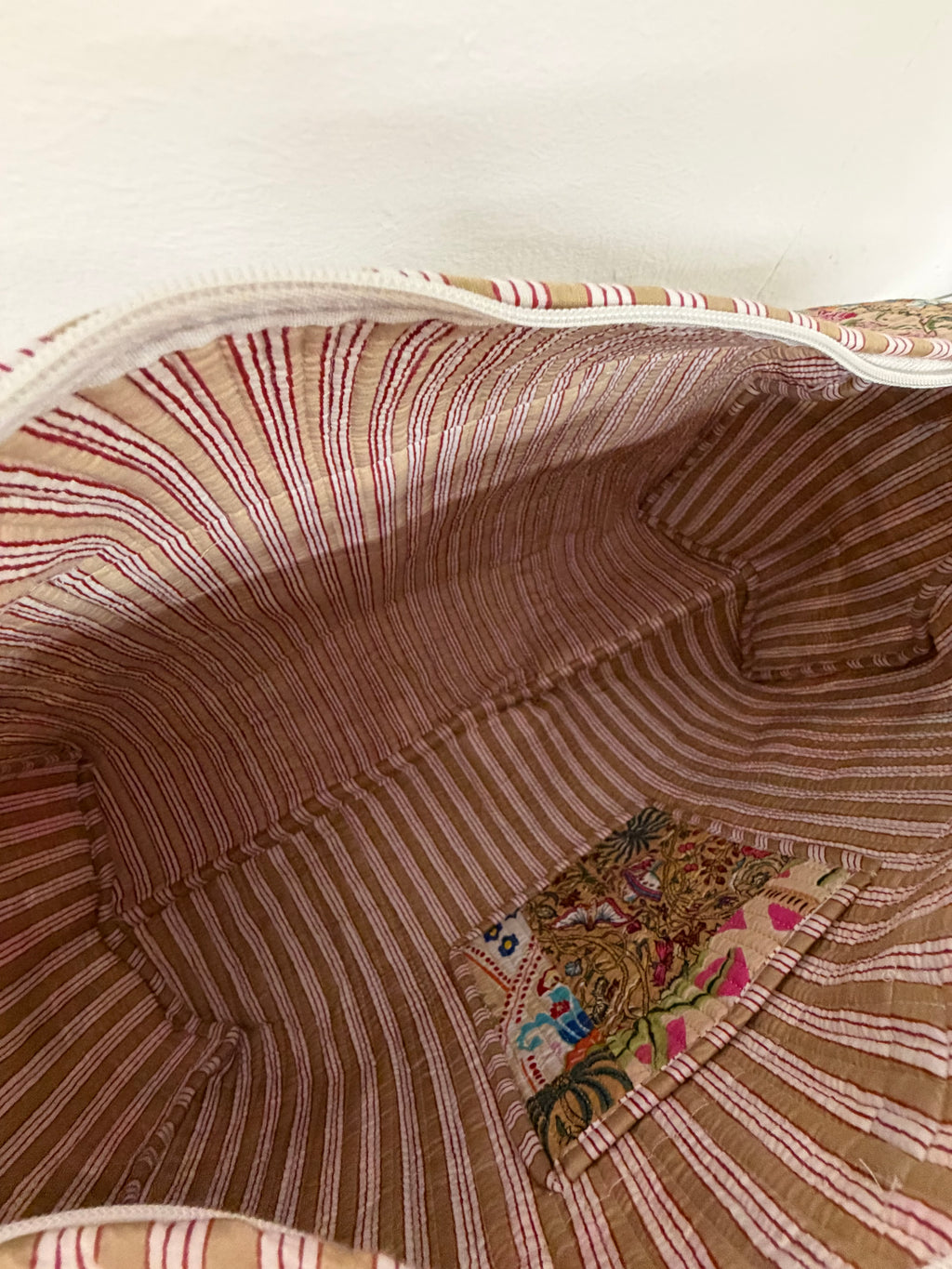 Beige Patchwork Large Duffle Tote Bags - Penny & Ol