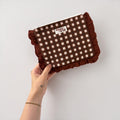 Chocolate Gingham Ruffle Pouch
