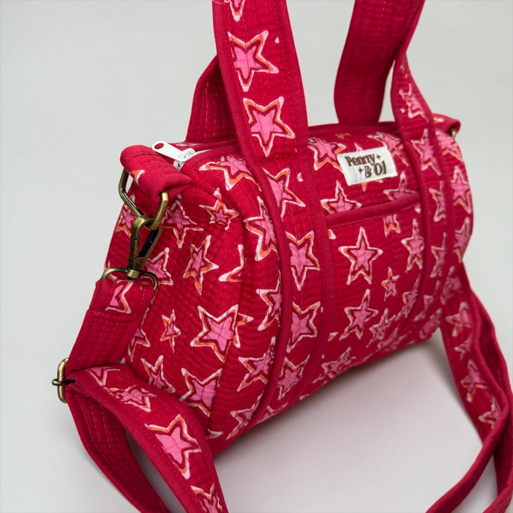 Pink Stars Mini Duffle Tote Bags - Penny & Ol