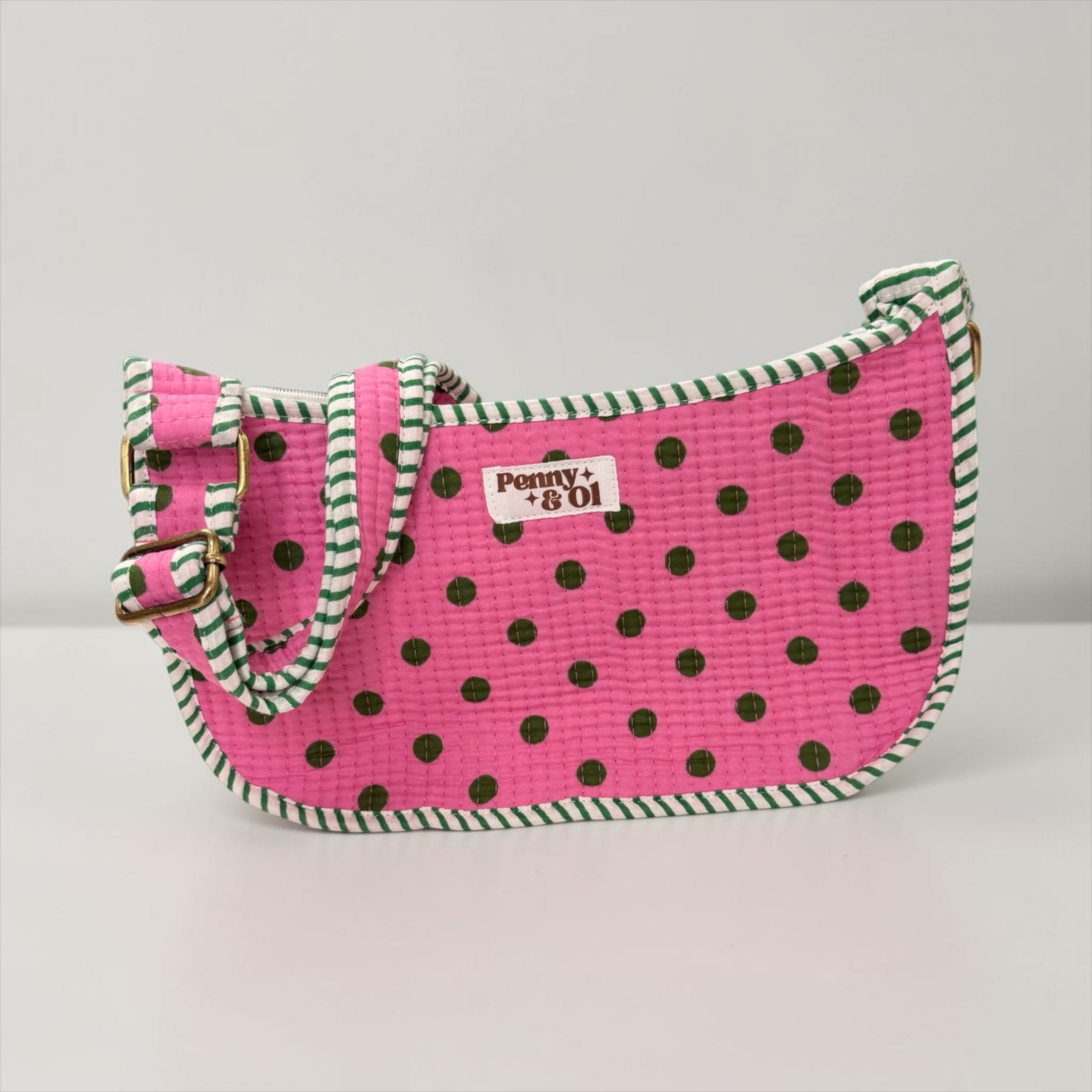 Pink With Green Polka Dot Mini SHOULDER bag, cross body bag