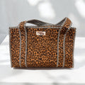 Dark Leopard Print Medium Cotton, handmade tote bag