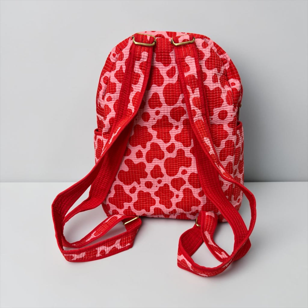 Pink & Red Cow Print
 Backpack, handmade cotton tote bags