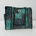 Teal Paisley Bandana Travel Tote, Handmade Cotton Tote Bag