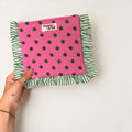 Pink With Green Polka Dot Ruffle Pouch