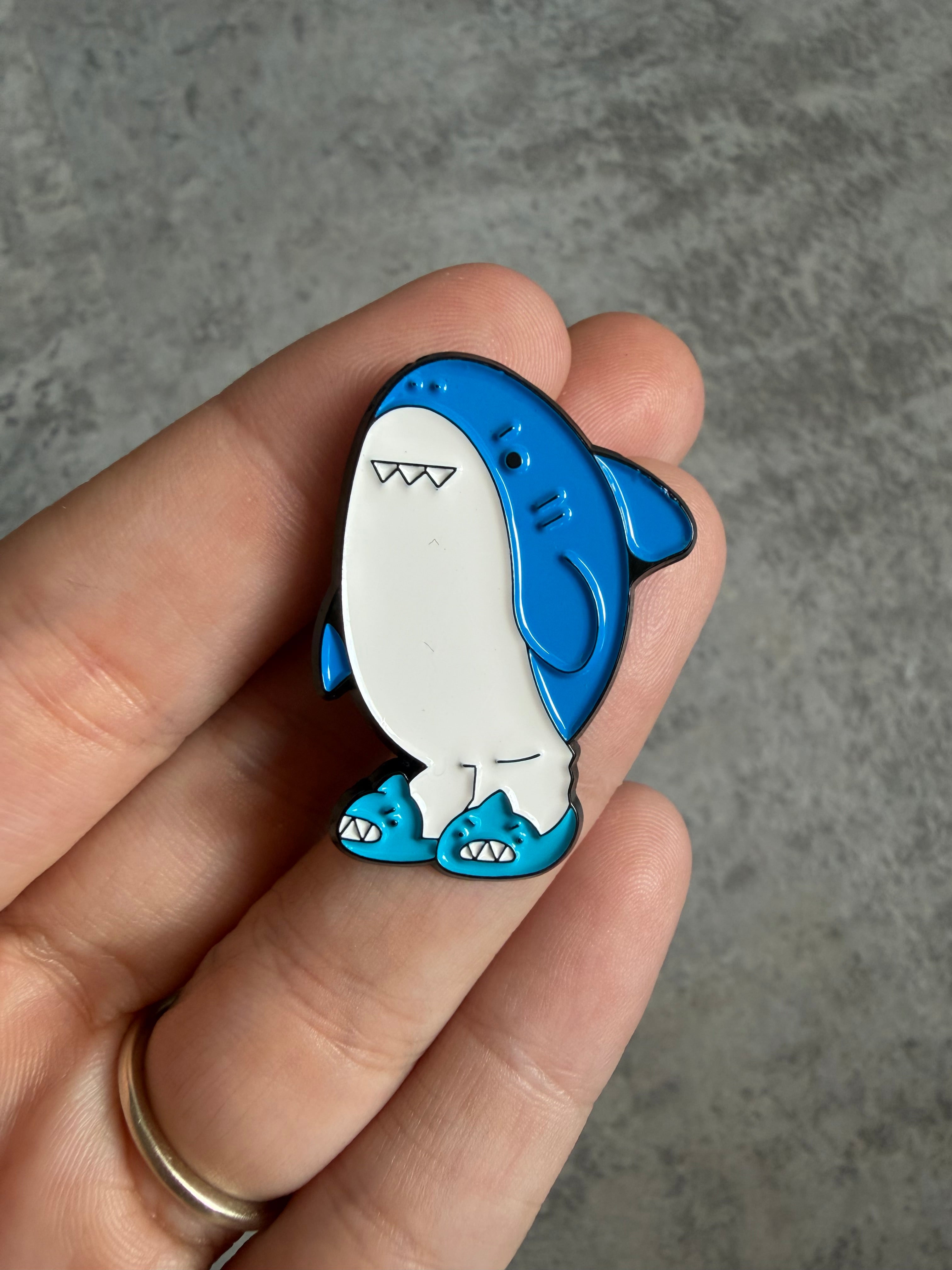 Shark in shark slippers Pin Badge