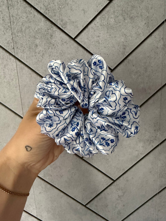Santorini Floral MIDI Satin Hair Scrunchie