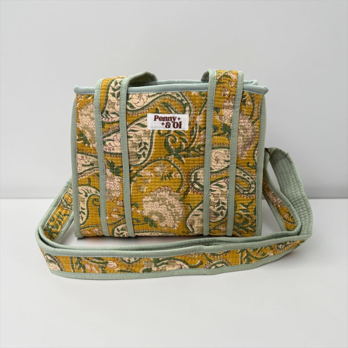 Mustard Paisley Sage Lining MINI Tote Bag - Penny & Ol