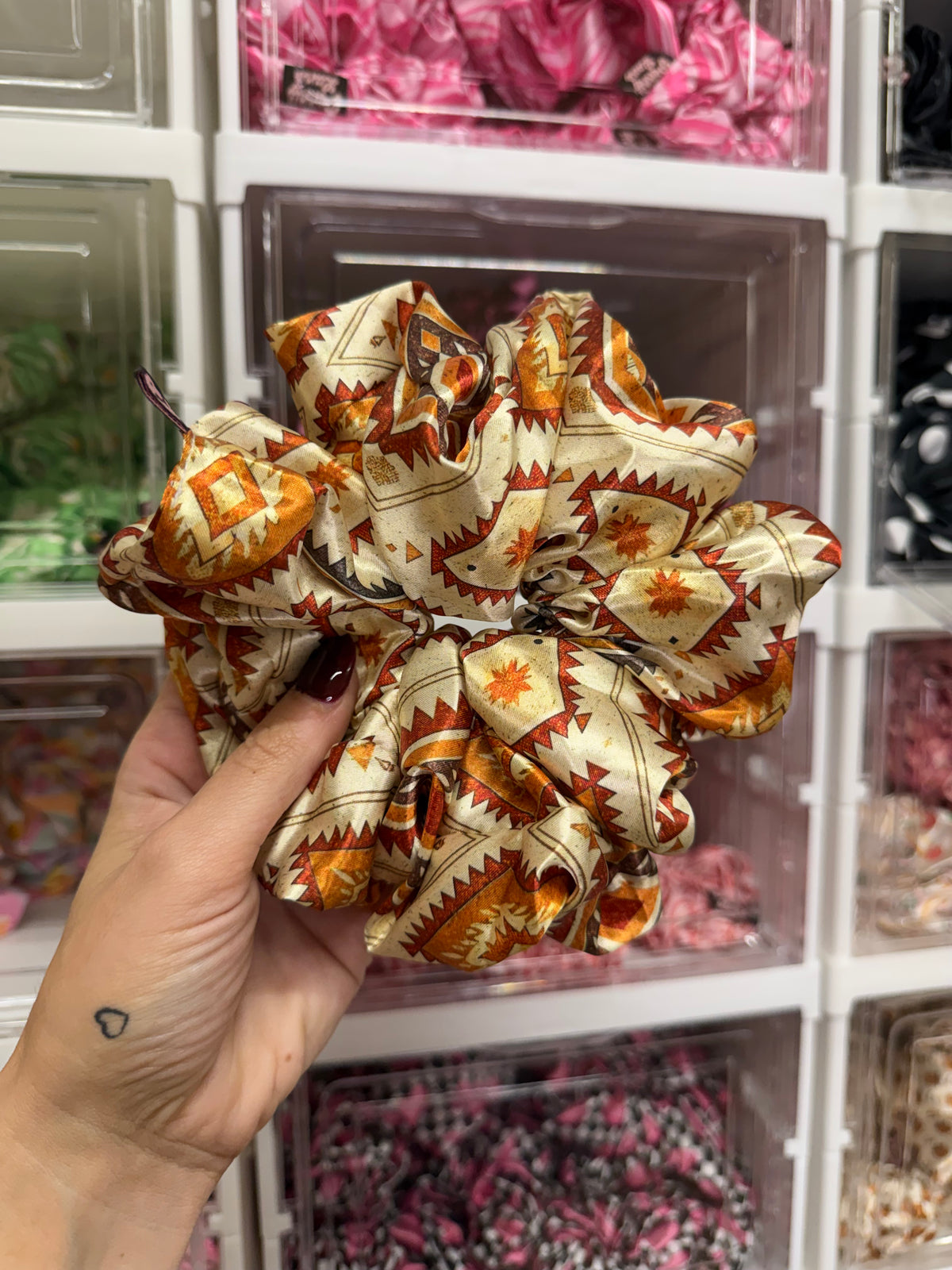 Aztec XL Satin Hair Scrunchie