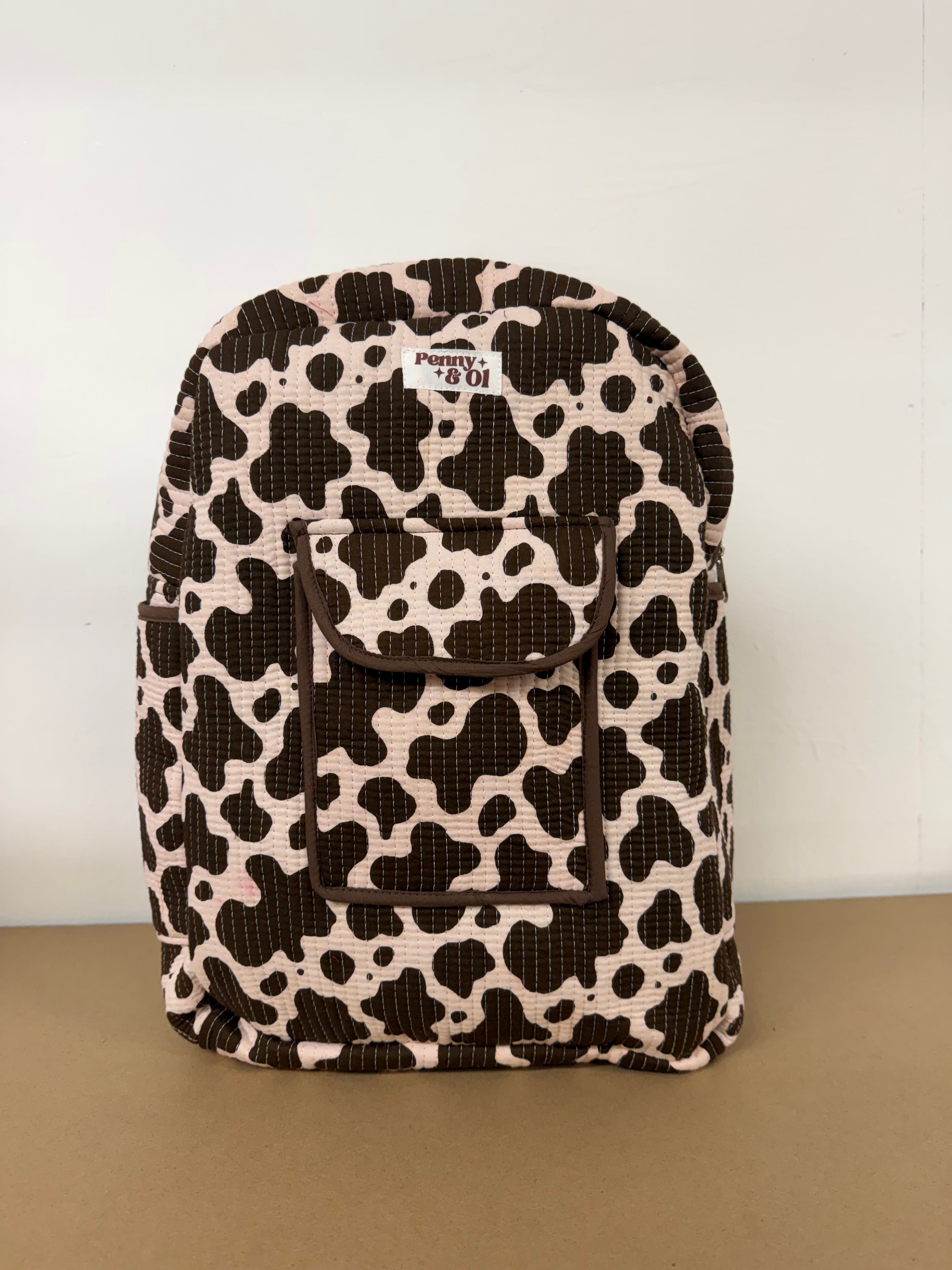 Cow print Backpack, handmade cotton tote bags