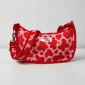 Pink & Red Cow Print Mini Shoulder Bag, Handmade Cotton Tote Bags