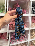 Denim & Brown Cow Patchwork Scrunchie Lanyard