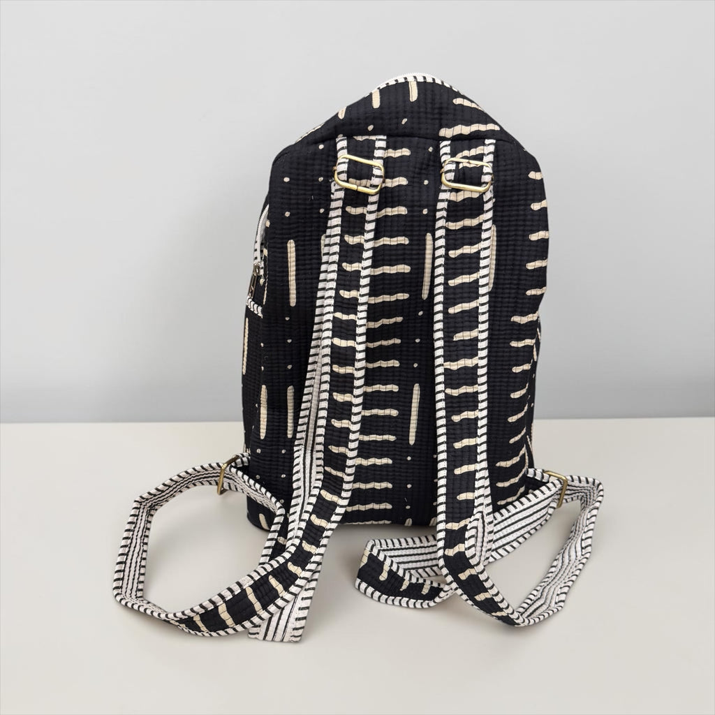 Monochrome Backpack, handmade cotton tote bags.