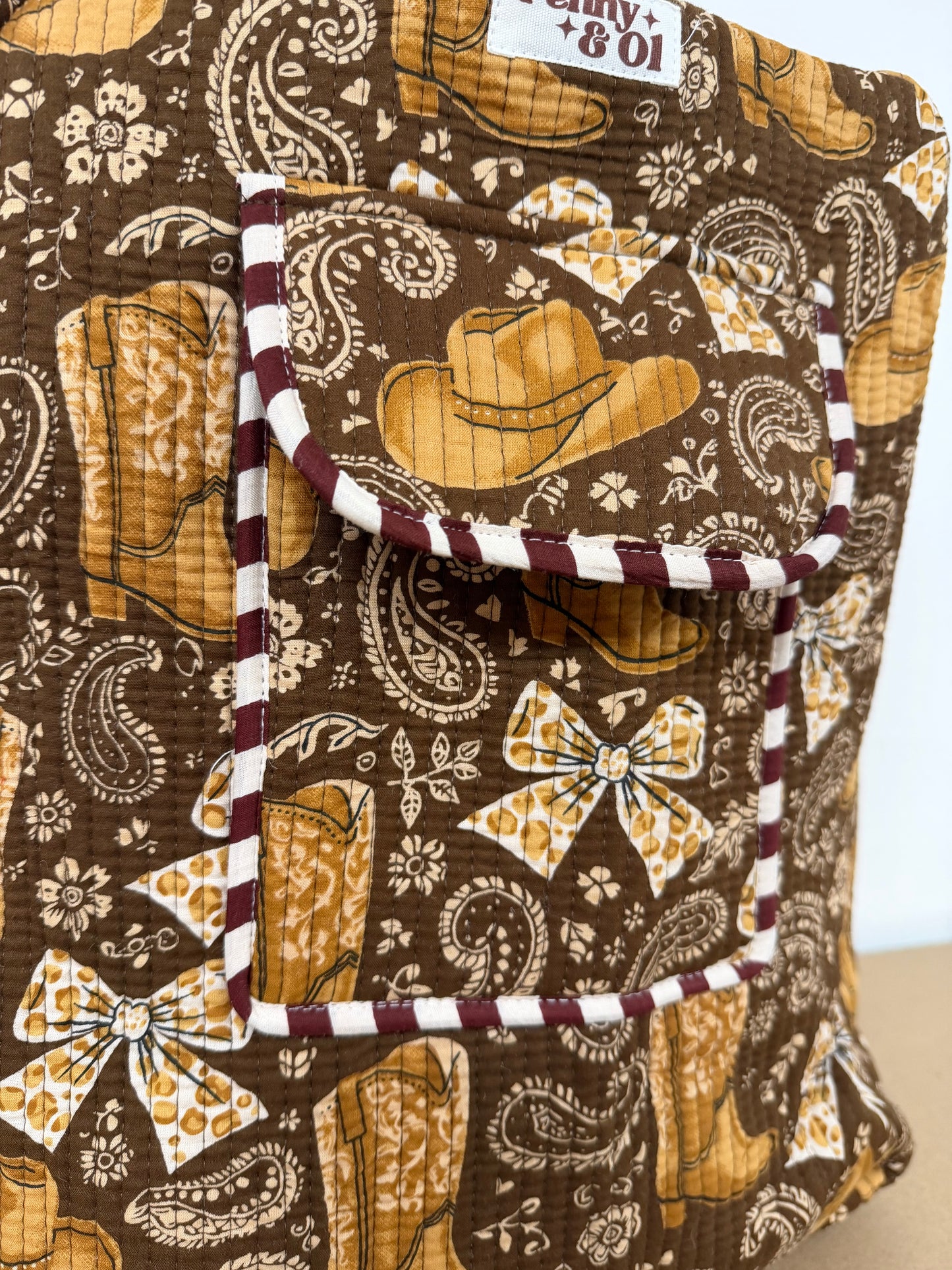 Cowgirl Backpack, handmade cotton tote bags