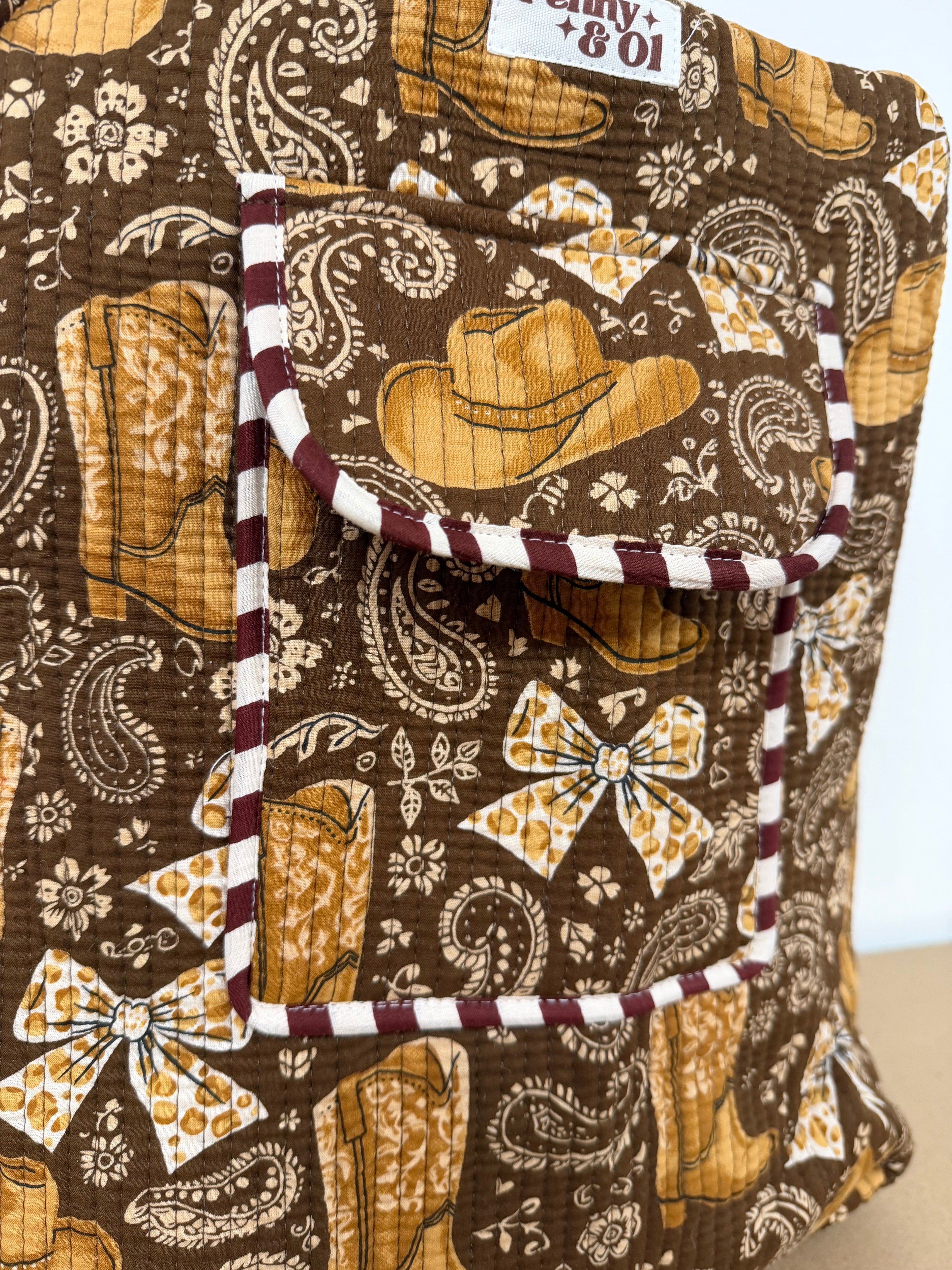 Cowgirl Backpack, handmade cotton tote bags