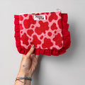 Pink & Red Cow Print Ruffle Pouch