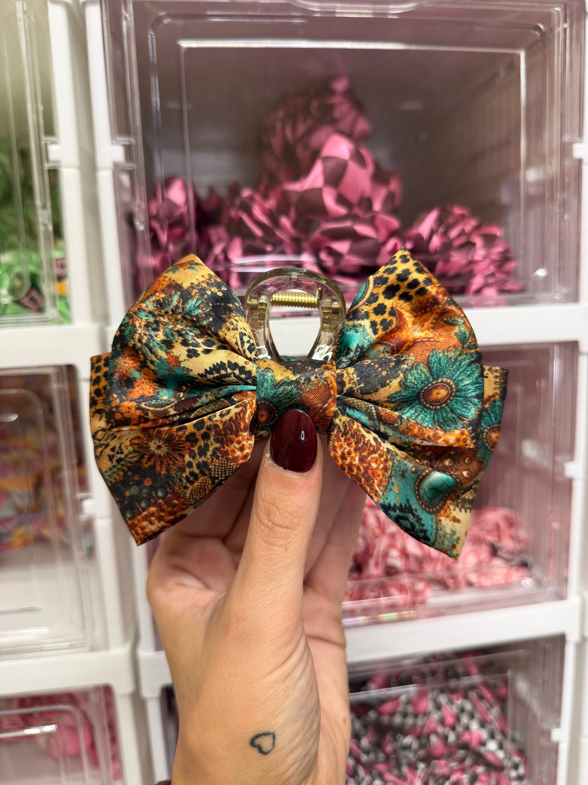 Western Patchwork Fabric Claw Clip, Custom Made PLS Fabrics