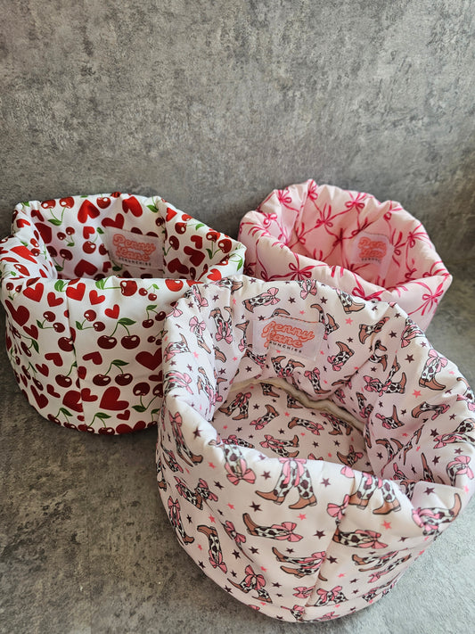 NEW Fabric Padded Organisers - Beauty Baskets for Home Storage. Penny Lane Scrunchies EXCLUSIVE