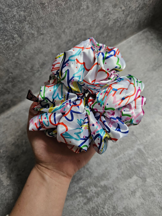 Grafitti hearts XL Hair Scrunchie.