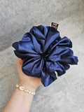 Navy Blue Solid XL Satin Hair Scrunchie