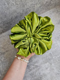 Apple Green Solid XL Satin Hair Scrunchie