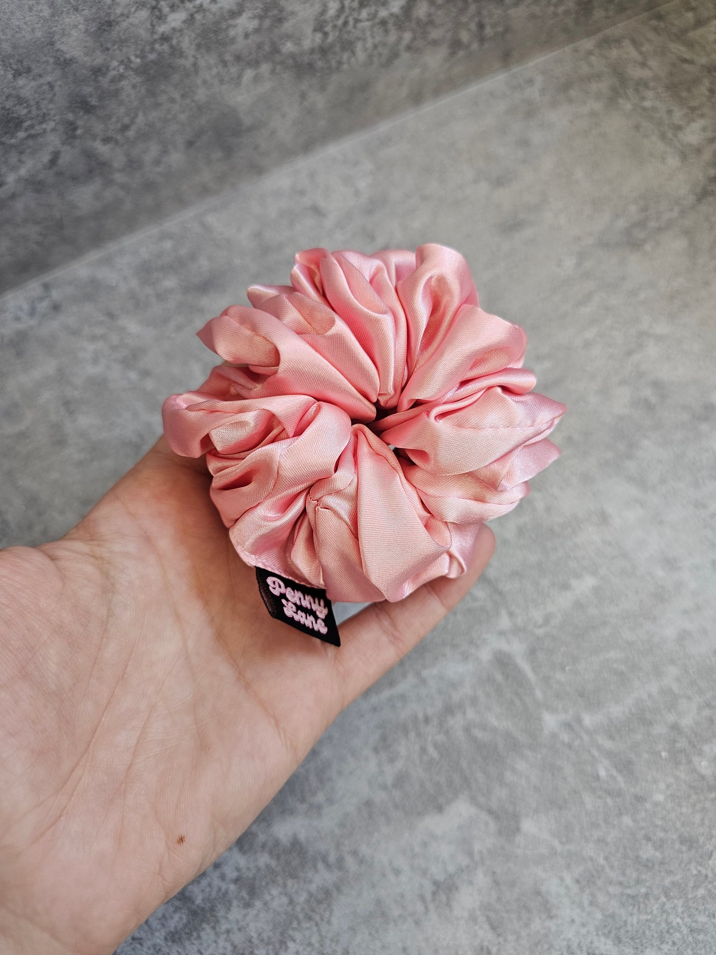 Baby Pink Solid Midi Satin Hair Scrunchie